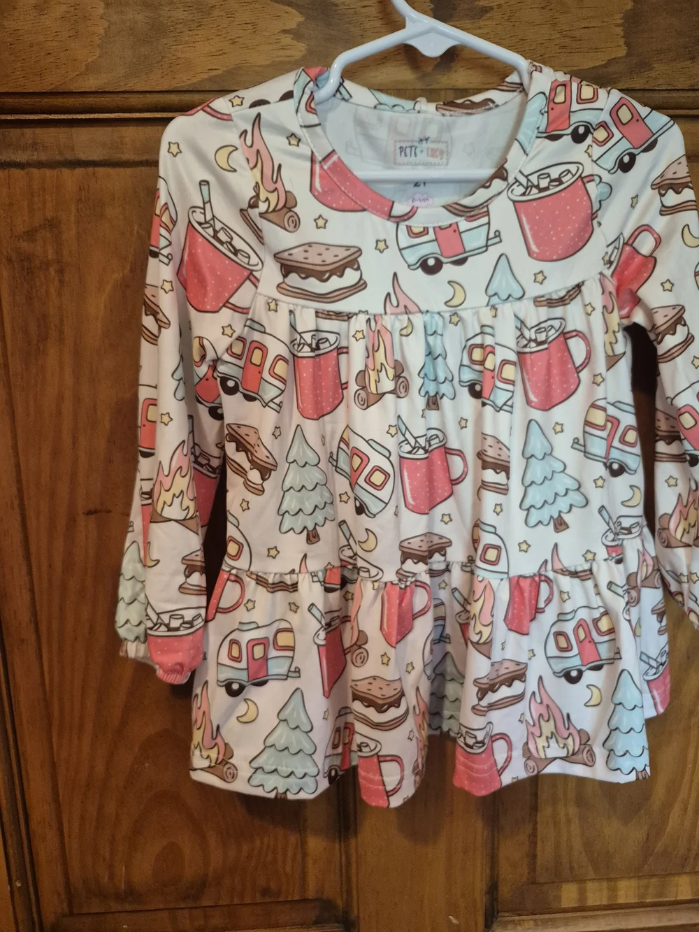 Petti & Lucy Girls' Pink Campfire Graphic Pajama Set